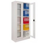 Метален шкаф за документи със стъклени врати висок 198 см